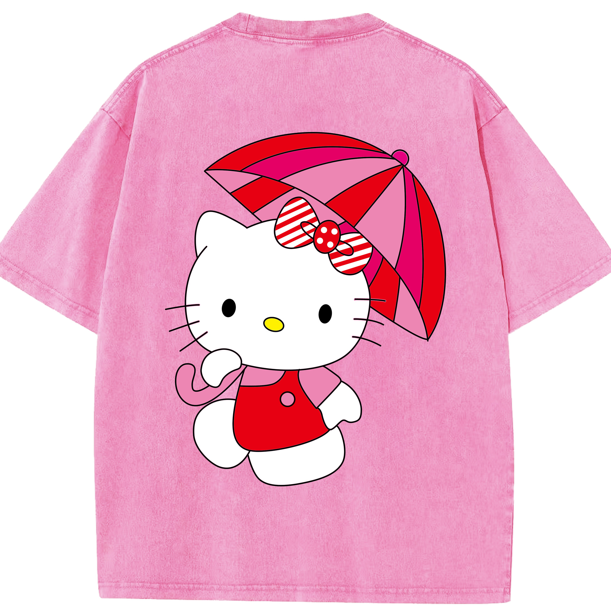 （画像用） Hello Kitty ハローキティ 綿100% ヴィンテージ風 半袖Tシャツ（背面プリント）